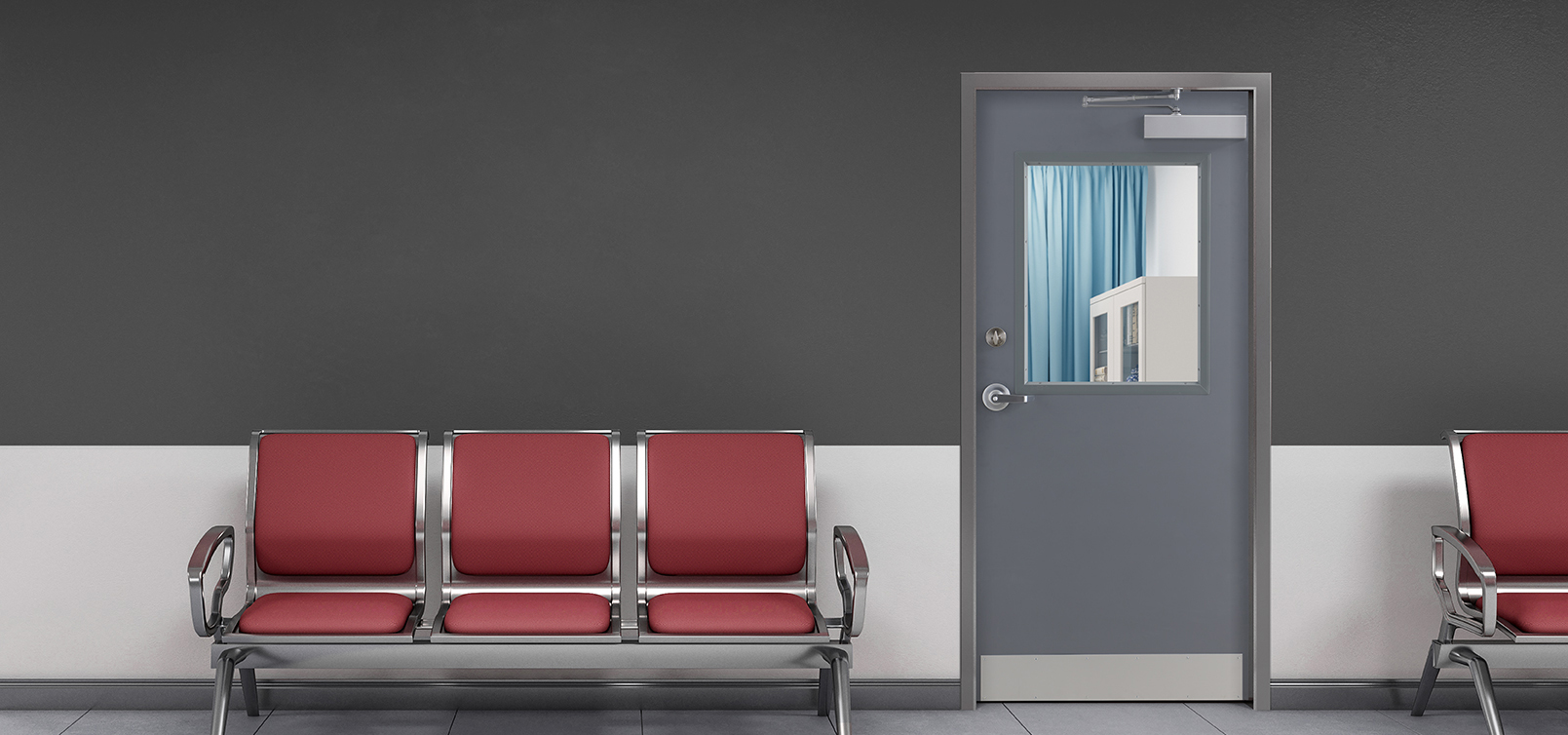 Waiting room with Tell heavy duty commercial door and lockset